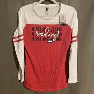 Retro NHL Colorado Rockies Long Sleeve Shirt Red White Size Small Vintage Hockey